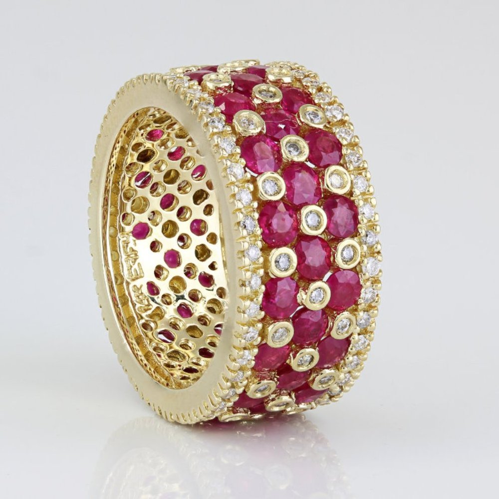 14k Yellow Gold Ruby + Diamond Infinity Wide Band by Effy